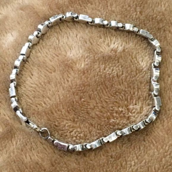 VINTAGE Mother of Pearl Sterling Silver Linked Bracelet - Picture 12 of 12